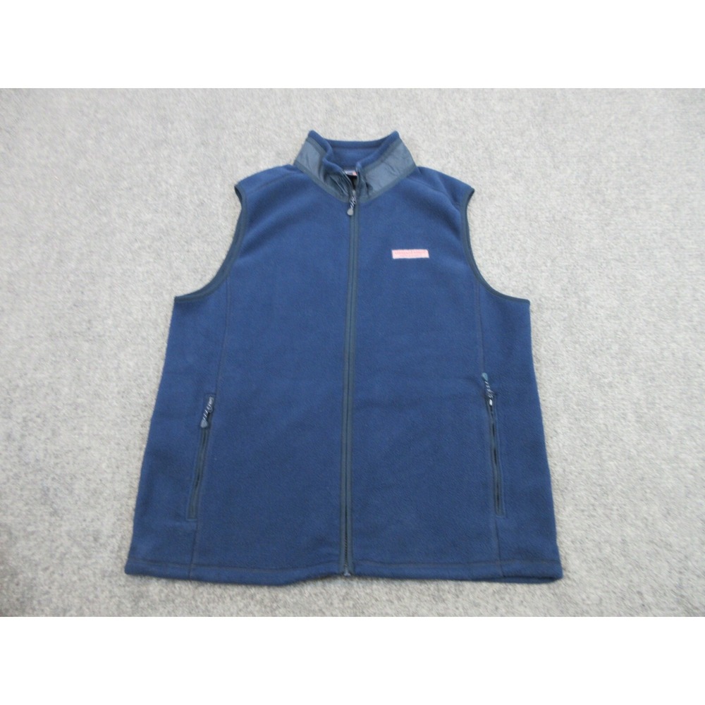 Vineyard Vines Fleece Vest Mens Medium Blue Full Zip Logo Outdoor Casual